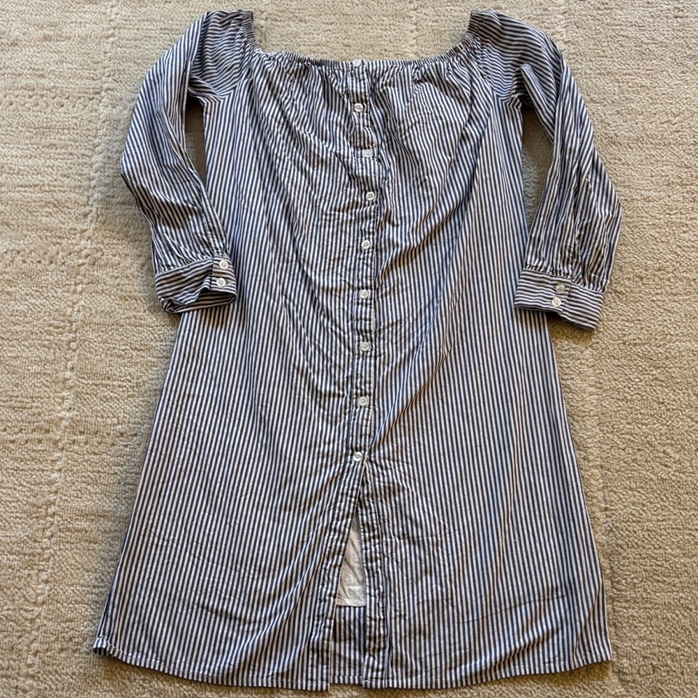 J.O.A. Blue and White Striped Button-Down Shirt
